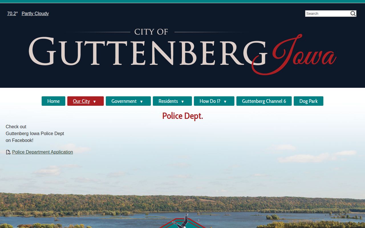 Guttenberg official police page and social media pointer