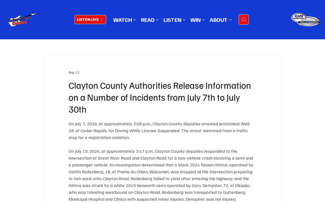 Clayton County arrest incident narrative on KCTN