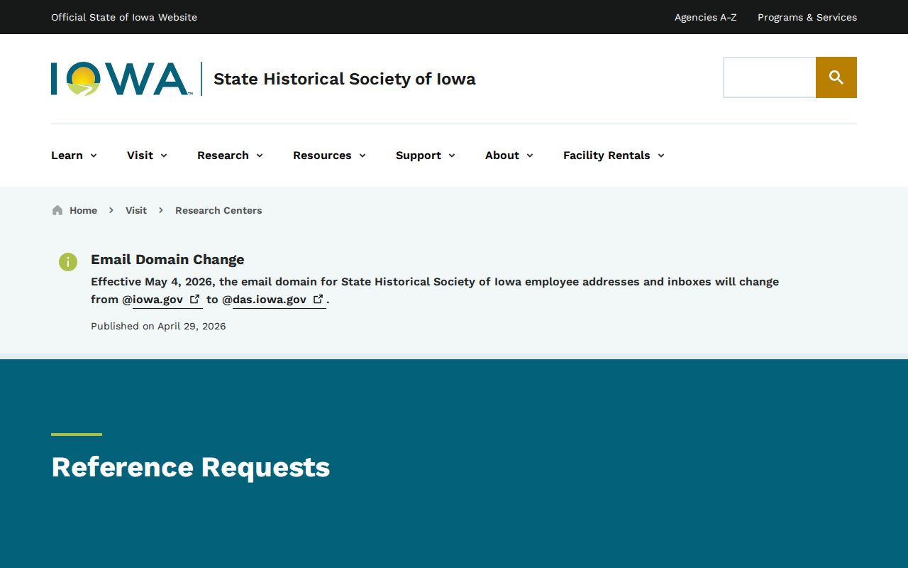 State Historical Society of Iowa reference request page for older Clayton County records
